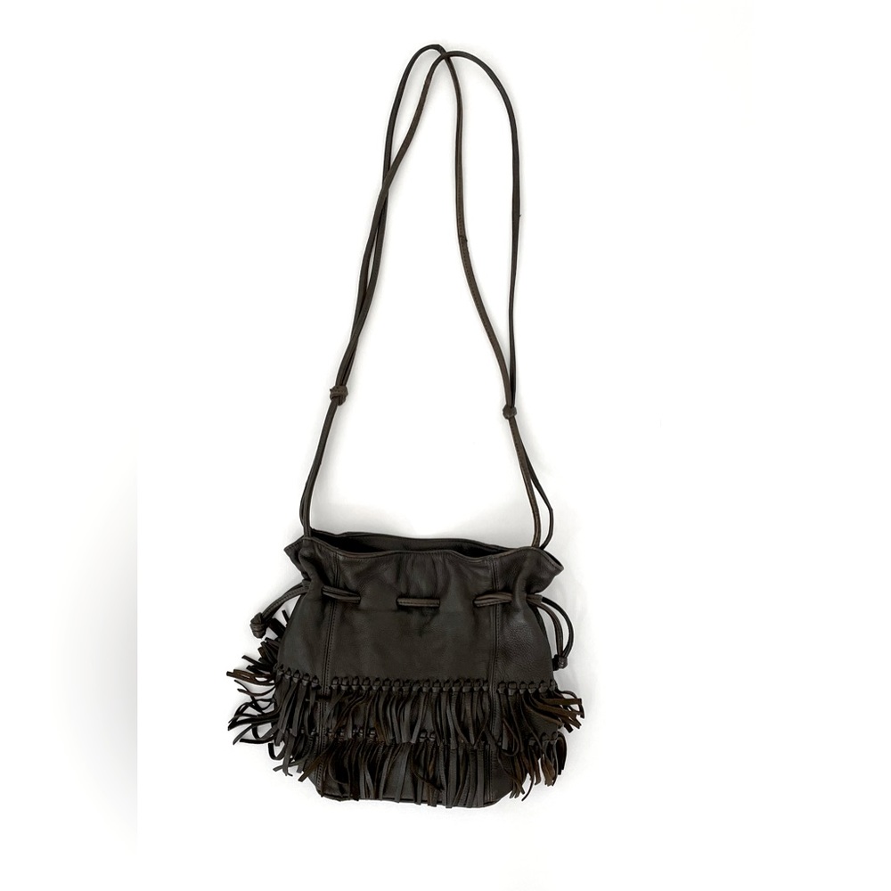 Amazing Deerskin Boho Country Fringe Bucket shoulder Bag Crossbody Purse Korea